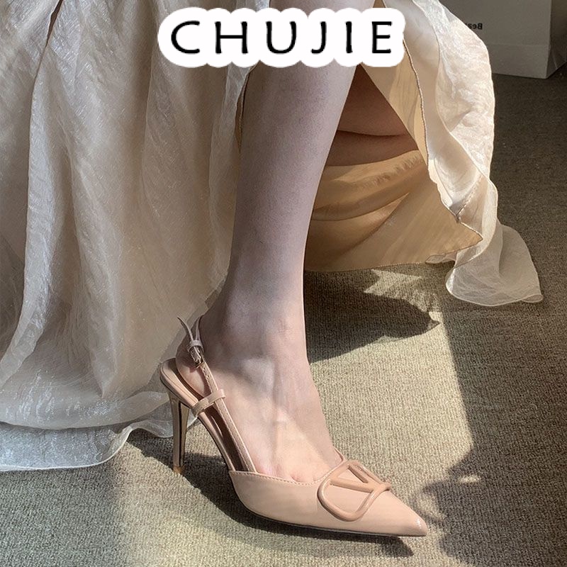 CHUJIE giày cao gót nữ đế cao sandal đi chơi cao gót mũi nhọn 2024NEW mẫu mới 30Z23072114