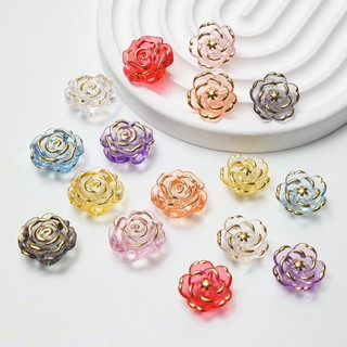 Set 5 hạt cườm acrylic 18.6mm hình hoa hồng tự làm trang sức thời trang
