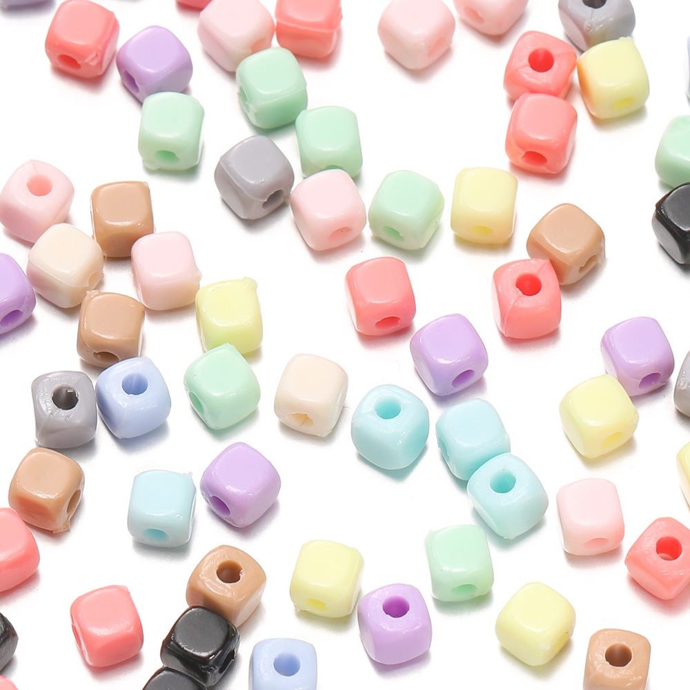 St. kunkka 200 Cái 4mm Acrylic Macaron Màu Hạt Vuông Nhỏ Miếng Đệm Hạt Charm Rời Hạt Có Thể Được Sử Dụng Cho DIY Trang Sức Làm Vòng Cổ Vòng Tay