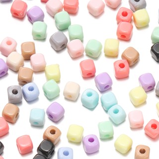 St. kunkka 200 Cái 4mm Acrylic Macaron Màu Hạt Vuông Nhỏ Miếng Đệm Hạt Charm Rời Hạt Có Thể Được Sử Dụng Cho DIY Trang Sức Làm Vòng Cổ Vòng Tay