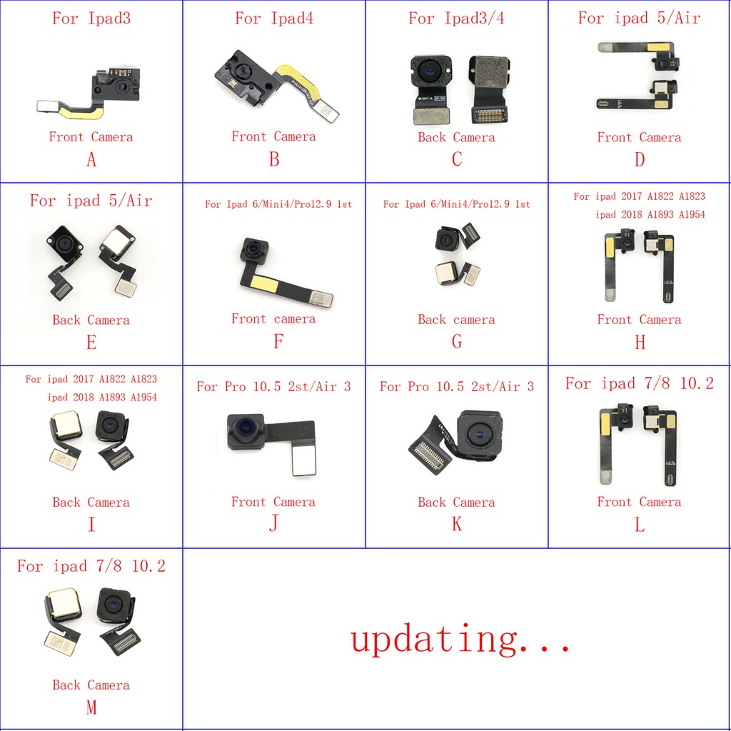 Camera Trước Và Sau Cho Apple Ipad 10.5 10.2 A1822 A1893 6 5 4 3 Air Mini A2152 A2197 A2270 A1566 A1