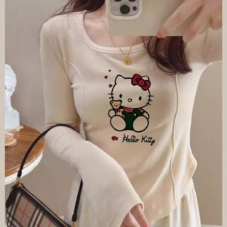 Áo Thun Dài Tay Hai Mặt Cổ Thấp Màu Trơn In Họa Tiết Hoạt Hình Phong Cách Hàn Quốc Thời Trang Thu Đông Cho Nữ