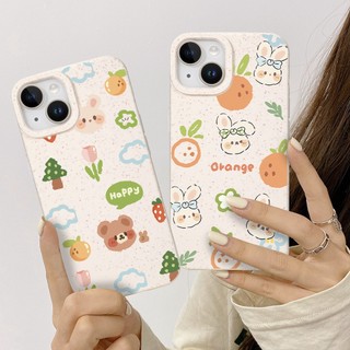 ốp lưng iPhone 11 Thỏ và gấu dễ thương phim hoạt hình động vật trường hợp điện thoại di động iPhone 14 XR 13 11 12 Pro Max 8 7 6 6S Plus X Xs Max Se 2020 13 12 11 Lúa mì rơm Biotexture TPU trường hợp điện thoại
