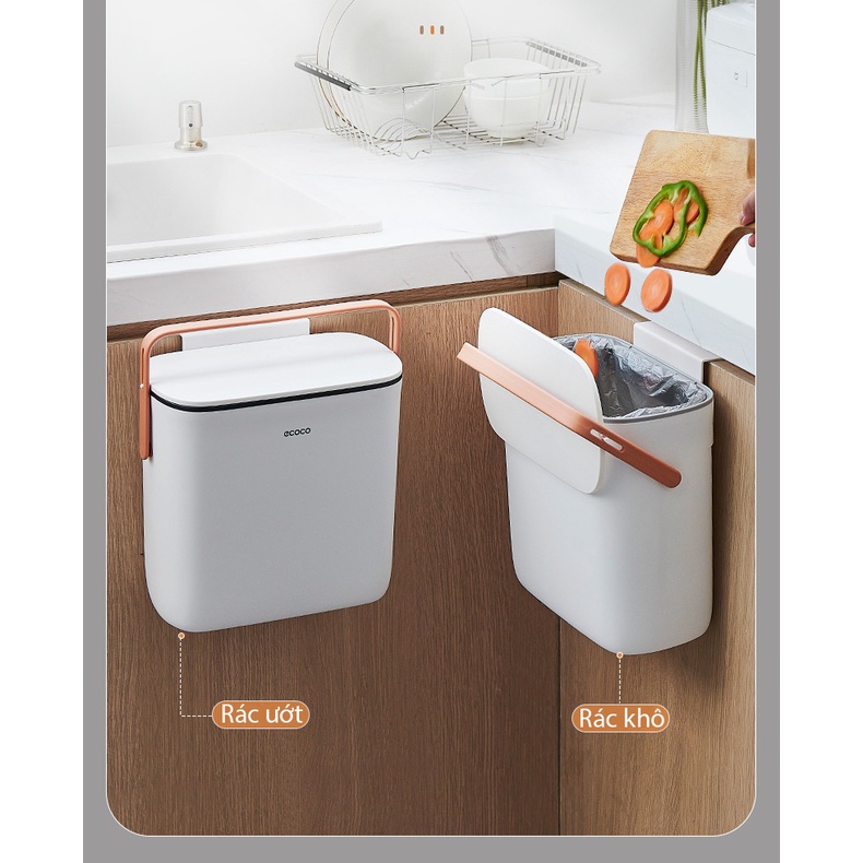 Thùng Rác Treo Tường Ecoco, Thùng Rác Treo Tủ Dán tường Nhà Vệ Sinh