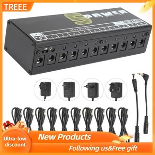 Treee Bộ nguồn bàn đạp ghi-ta màu đen với đèn LED xanh sáng cho câu lạc bộ âm nhạc biểu diễn ngoài trời