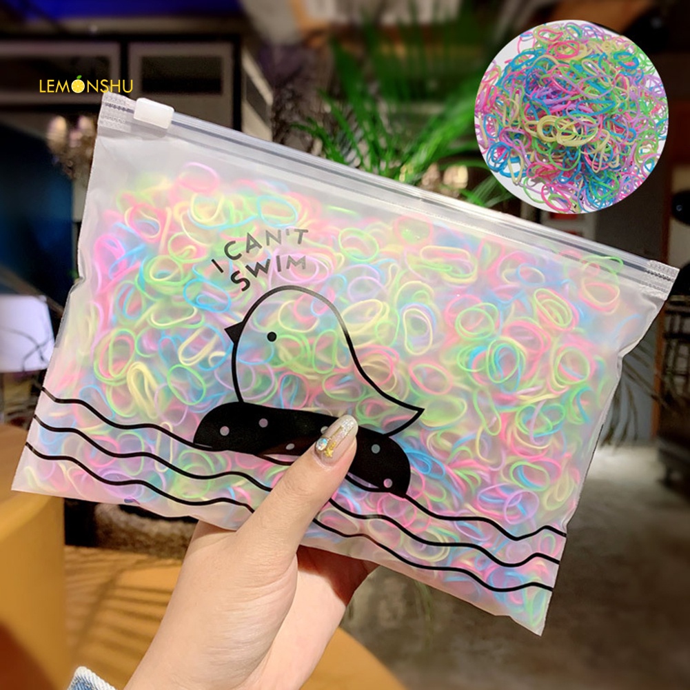 Túi 1000 Dây Buộc Tóc Co Giãn Nhiều Màu Sắc Dùng Một Lần Cho Nữ