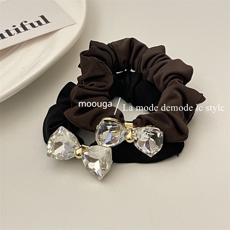Mocouga / Dây Buộc Tóc Cao Su Thắt Nơ Đính Đá Phiên Bản Hàn Quốc Cho Nữ ex