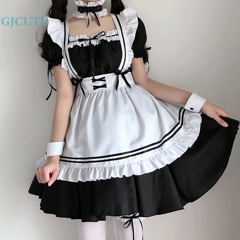 Tạp Dề Hóa Trang Cô Hầu Gái Màu Trắng Đen Phong Cách gothic