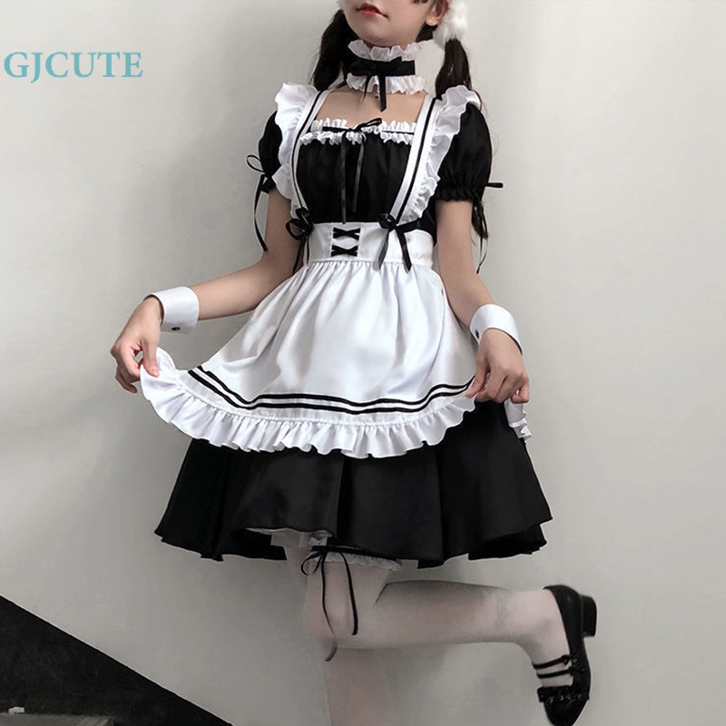 Tạp Dề Hóa Trang Cô Hầu Gái Màu Trắng Đen Phong Cách gothic