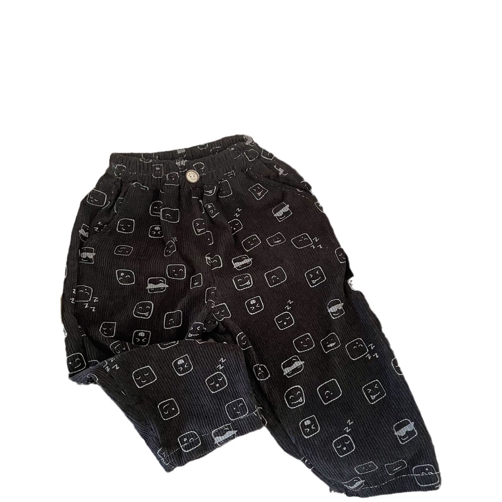 Quần Dài harem Vải Nhung Kẻ Có Túi Bên Hông Thời Trang Thu Đông Hàn Quốc 70-140cm Cho Bé