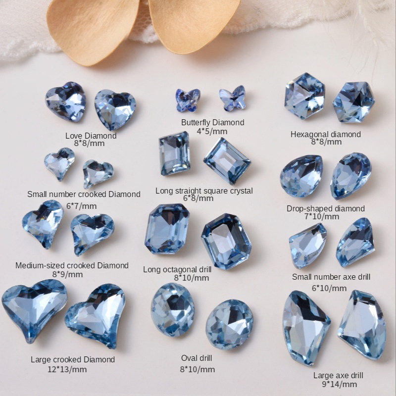 Đá Pha Lê Xanh Lam Nhạt / Hạt Cườm Hình Trái Tim Trang Trí Móng Tay Thanh Lịch