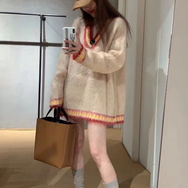 Áo Len Tay Dài Cổ Chữ v Màu Sắc Thời Trang Thu Đông Cho Nữ áo sweater áo khoác cardigan