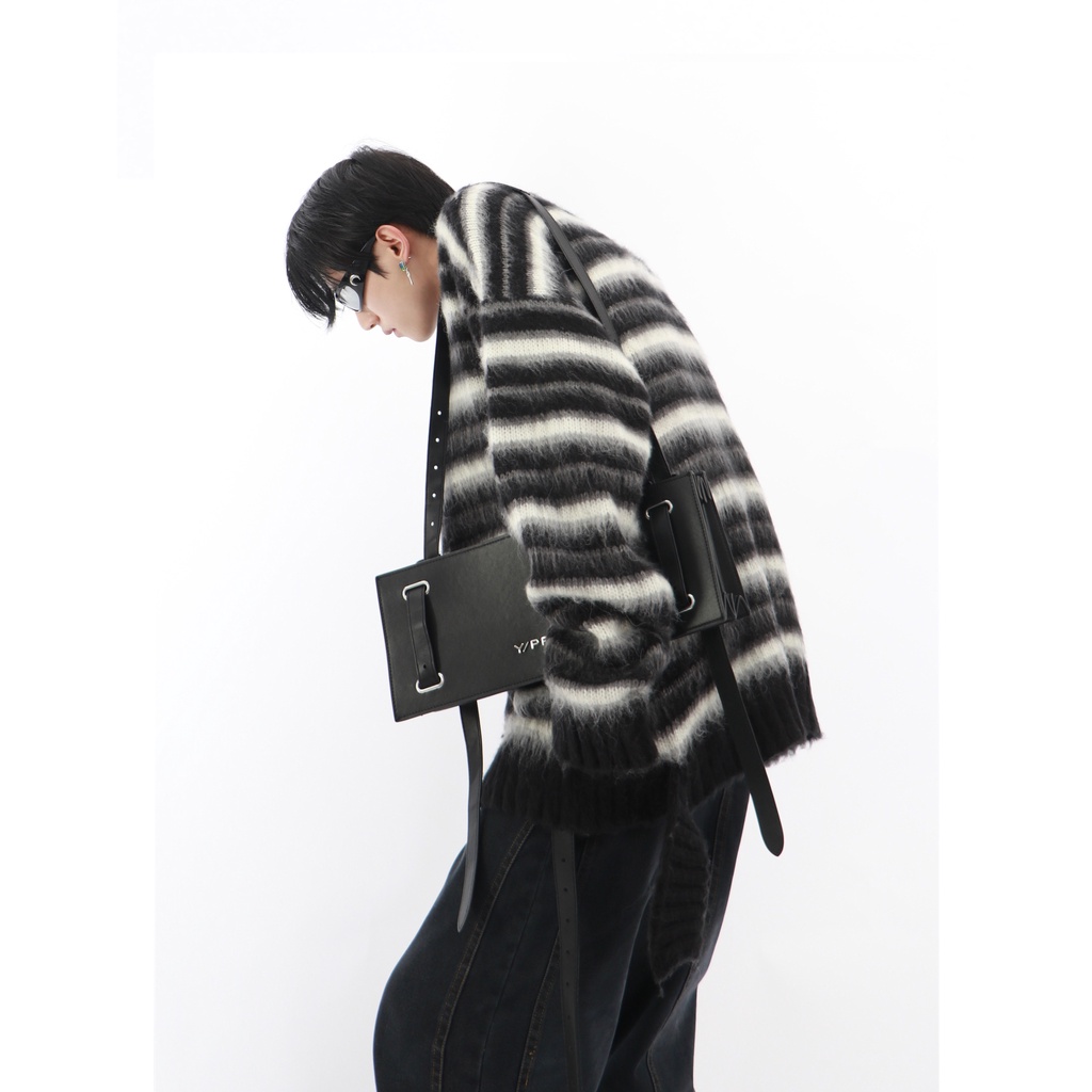 Đen Áo sweater Cổ Tròn Dáng Rộng Họa Tiết Kẻ Sọc Phong Cách Hip Hop Thời Trang Cho Nam