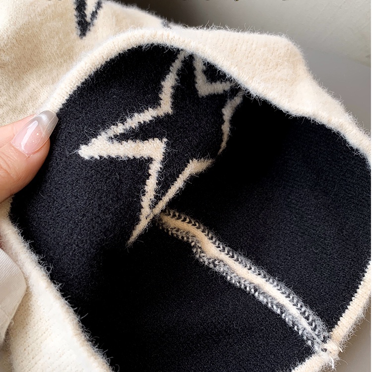 Mũ Len Beanie Họa Tiết Ngôi Sao Phong Cách retro Nhật Bản