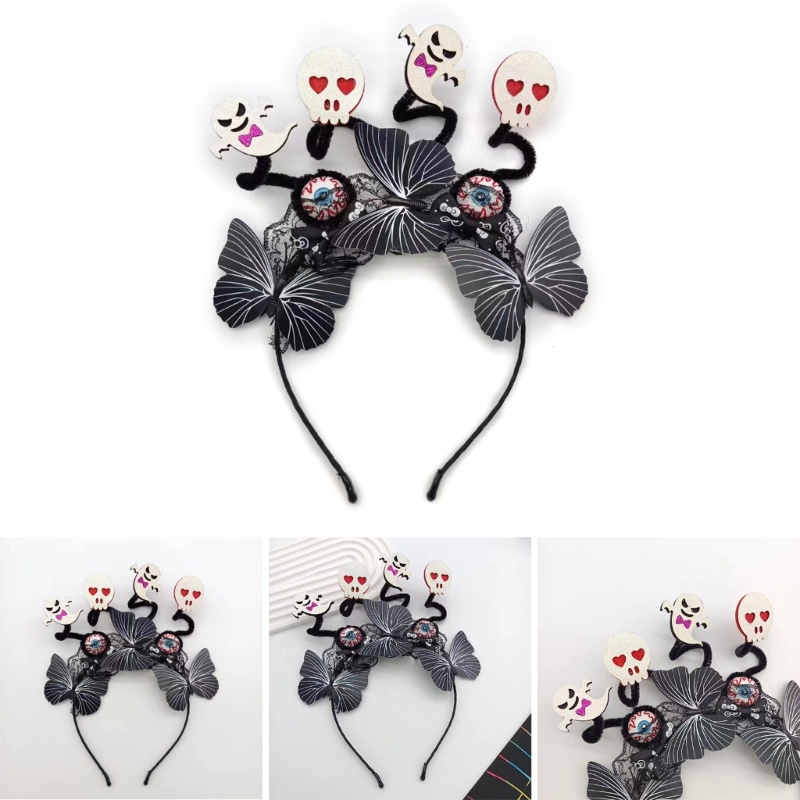 Băng Đô Cài Tóc Hình Đầu Lâu Có Đôi Mắt Máu Vui Nhộn Trang Trí Tiệc halloween