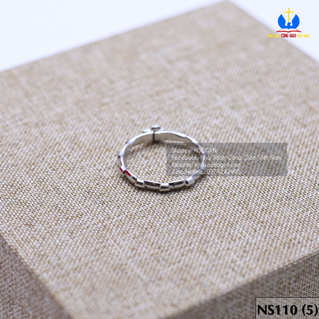 Nhẫn Mân Côi thánh giá inox không gỉ NS110 - Quà tặng Công Giáo, sinh nhật NSCGVN_HN