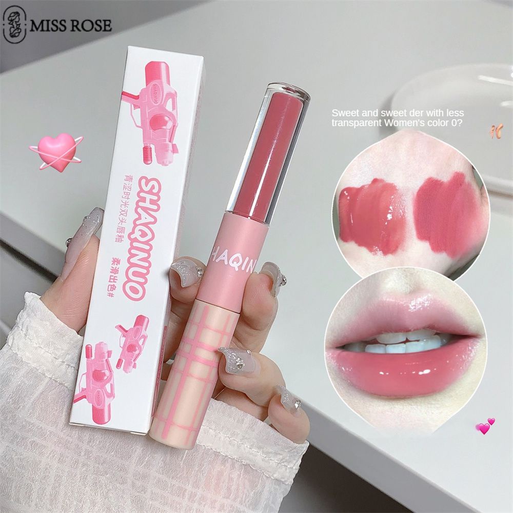 Shaqinuo Double Head Lip Glaze Matte Lip Gloss, Hai đầu, Dưỡng ẩm, Bề Mặt Sương Mù Dạng Nước Nhẹ Doodle Son Môi Dưỡng ẩm Mịn Màng Dễ Lên Màu Lâu Trôi