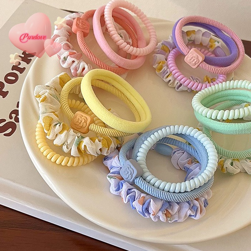Set 4 Dây Buộc Tóc Cao Su Co Giãn Hình Gấu Đáng Yêu Cho Nữ Mới