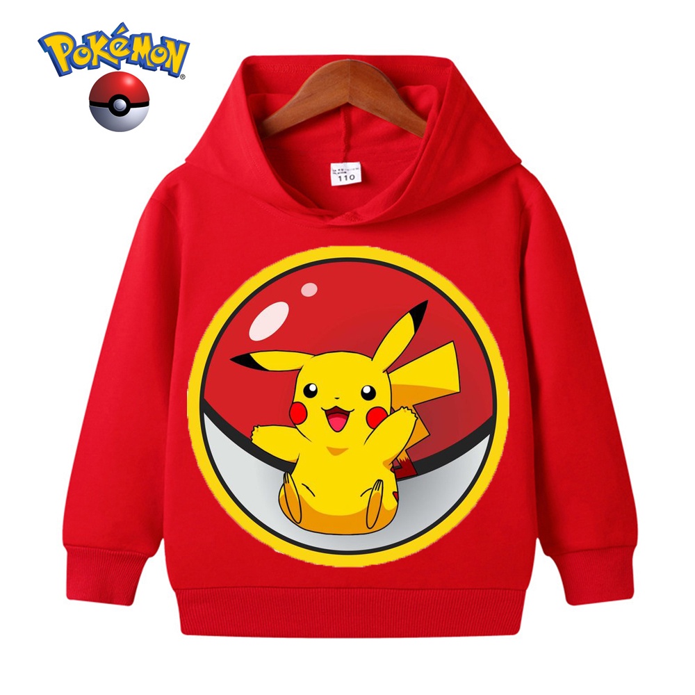 Áo hoodie Tay Dài In Hình pikachu Ngộ Nghĩnh Cho Bé Trai Thời Trang