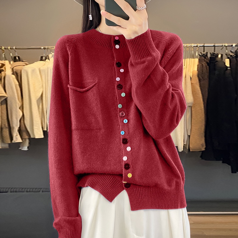 Áo Khoác cardigan Dệt Kim Tay Dài Dáng Rộng Mềm Mại Màu Trơn Cài Nút Thời Trang Mùa Thu Cho Nữ