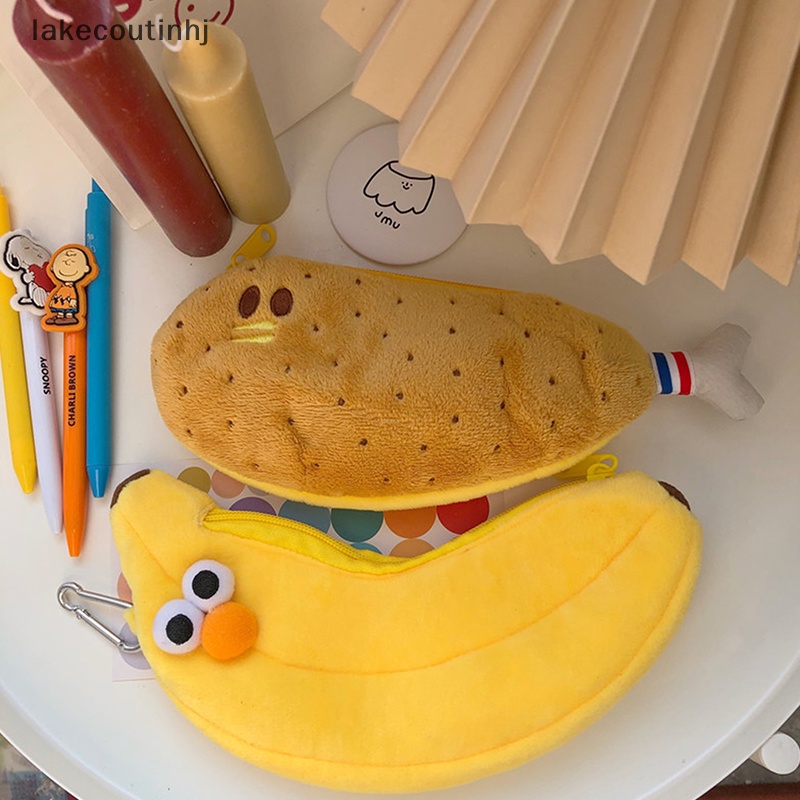 Túi Đựng Bút Hình Đùi Gà / Chuối Nhồi Bông Đơn Giản Dễ Thương Phong Cách Hàn Quốc