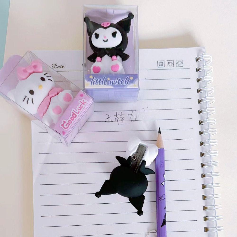 Lanfy Dụng Cụ Gọt Bút Chì Vẽ Hình Mèo kt kuromi melody Một Lỗ Bằng silicone kawaii