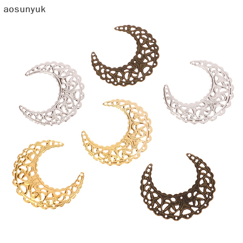 Aosunyuk Set 50 Phụ Kiện Làm Trang Sức Hình Mặt Trăng 38 X 42Mm Màu Vàng / Bạc / Vàng Đồng