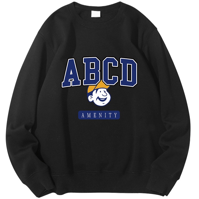 Bkpp Áo sweatshirt cotton Nguyên Chất In Chữ Hoạt Hình Phong Cách Đường Phố Thu Đông Cho Cặp Đôi