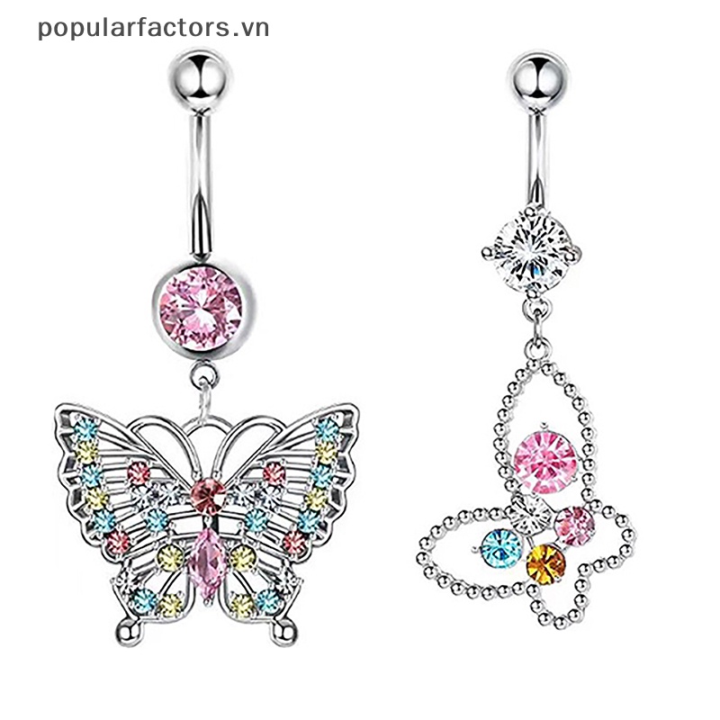 Khuyên Rốn Hình Trái Tim / Bướm Đính Đá zircon Bằng Thép Không Gỉ Cho Nữ