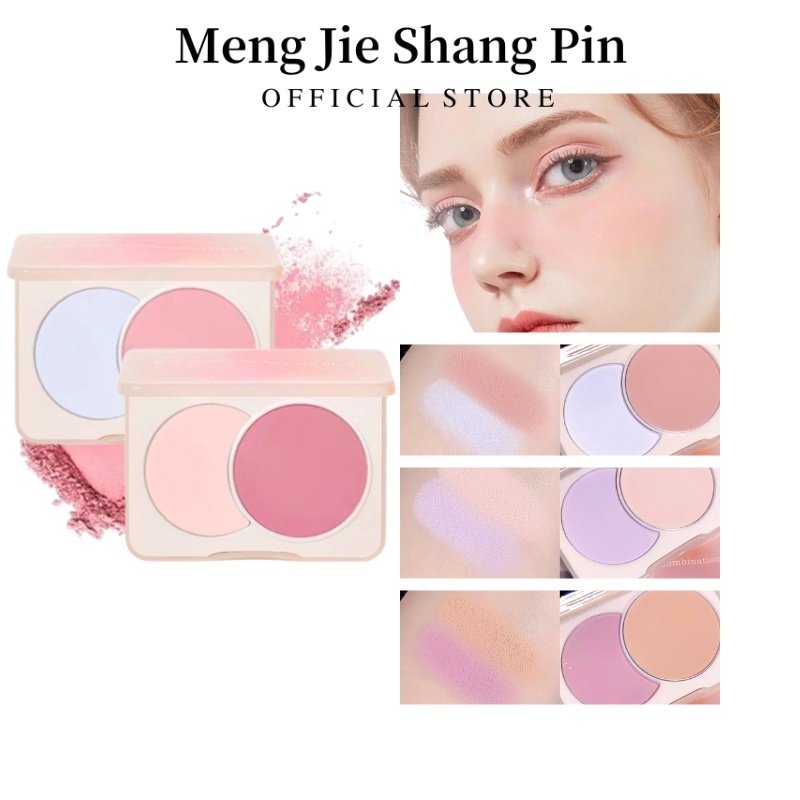 Bảng phấn má hồng 2 màu tông mờ và tím tự nhiên mềm mịn chống thấm nước