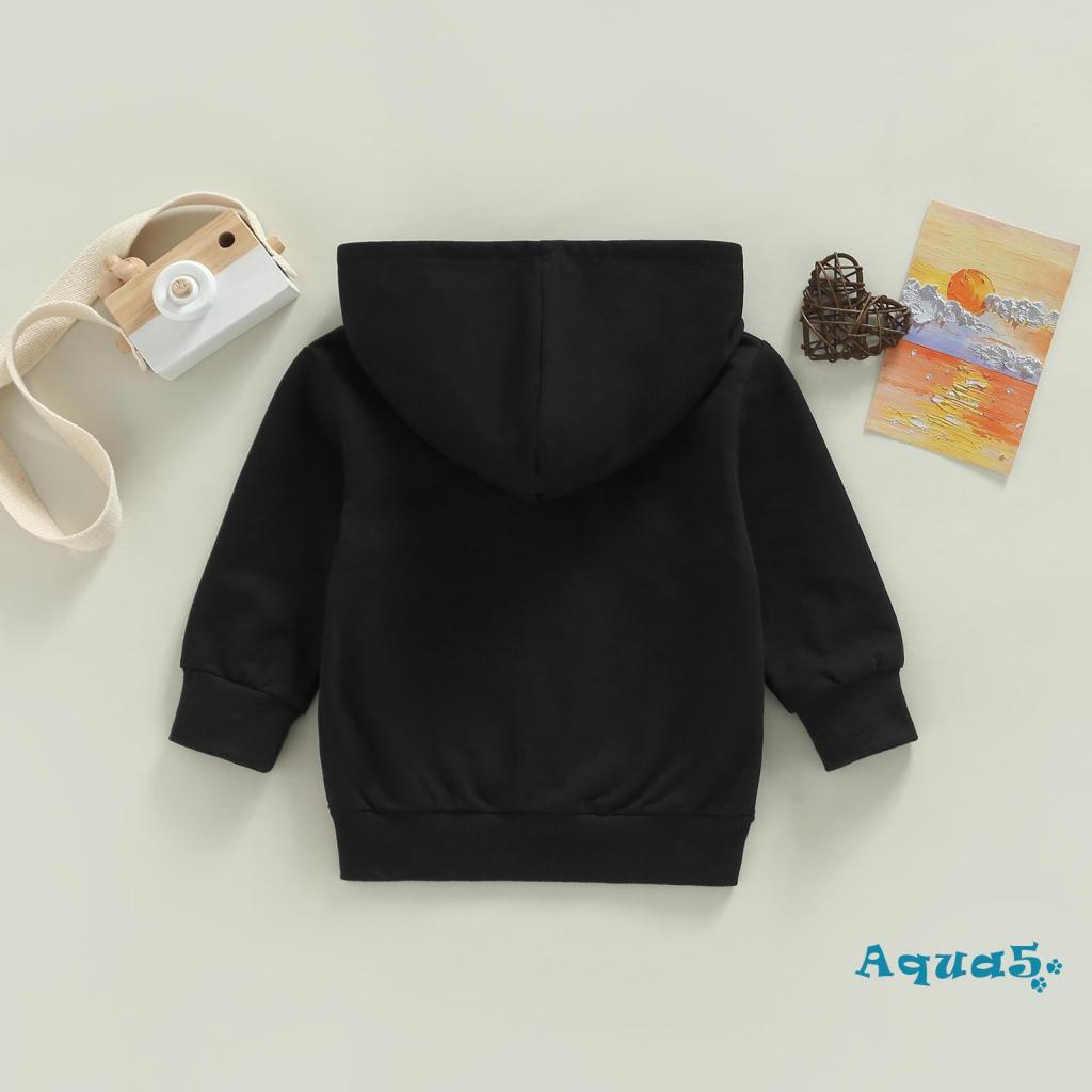 Aqua-áo Khoác Tay Dài Có Nón Màu Trơn Khóa Kéo Cho Bé Trai Bé Gái