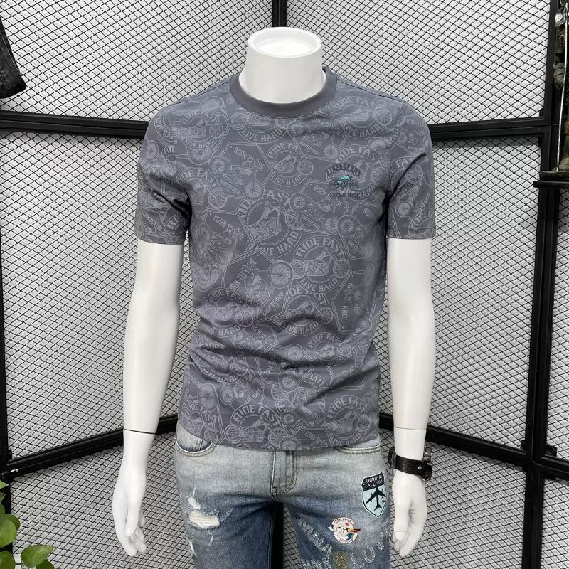 Hàng Có Sẵn!Áo Thun cotton Tay Ngắn Dáng Ôm Thêu Họa Tiết Trẻ Trung Thời Trang Cao Cấp Cho Nam 2023
