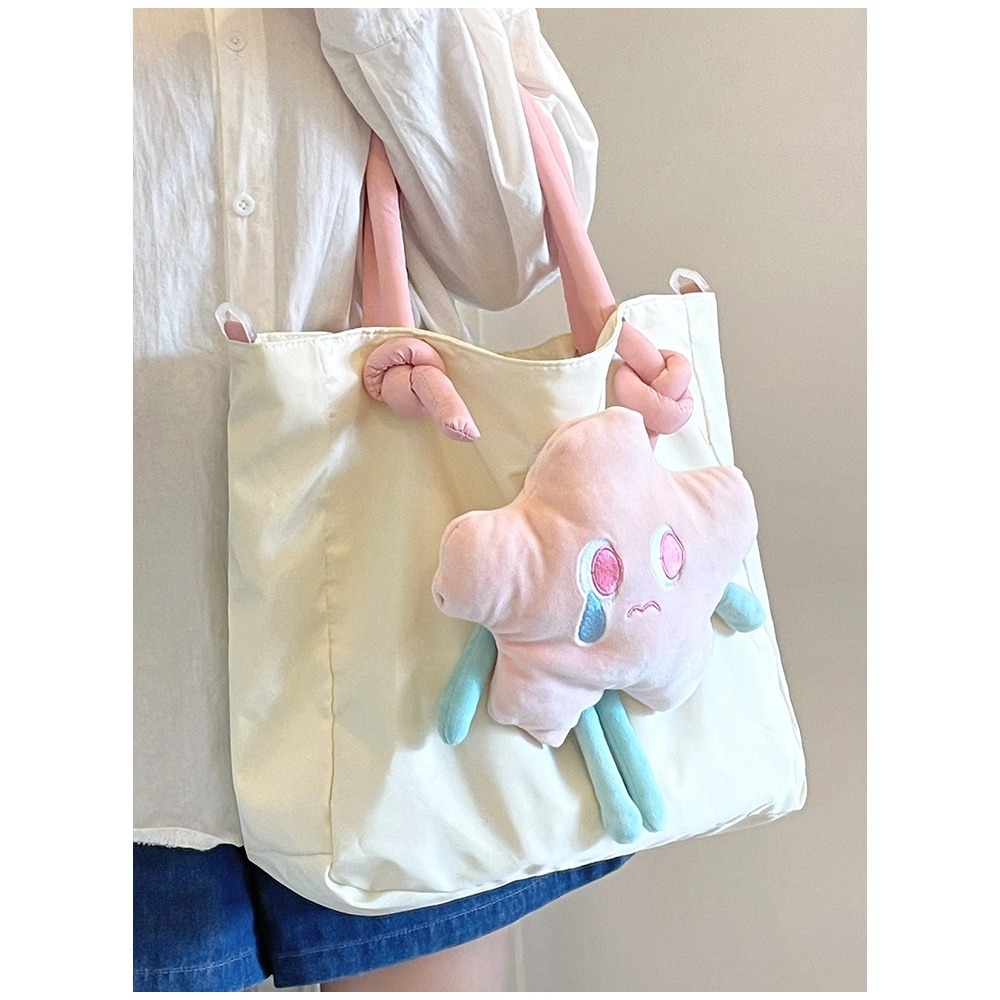 Túi Xách canvas Cỡ Lớn Họa Tiết Ngôi Sao Dễ Thương Cho Nữ Sinh