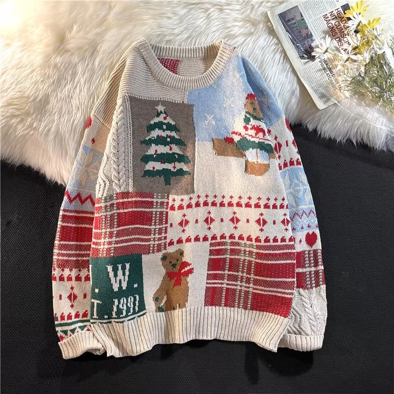 Áo sweater Dệt Kim Tay Dài Dáng Rộng Cổ Tròn Thời Trang Mùa Đông 2022 Mới
