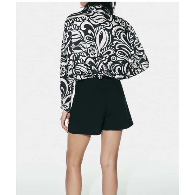 Zara Áo Sơ Mi Vải Lụa satin In Họa Tiết Thời Trang Thanh Lịch Cho Nữ3666168