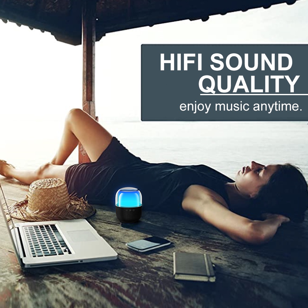 Goojodoq Loa bluetooth RGB không dây đèn nền LED mini USB âm thanh cho máy tính xách tay