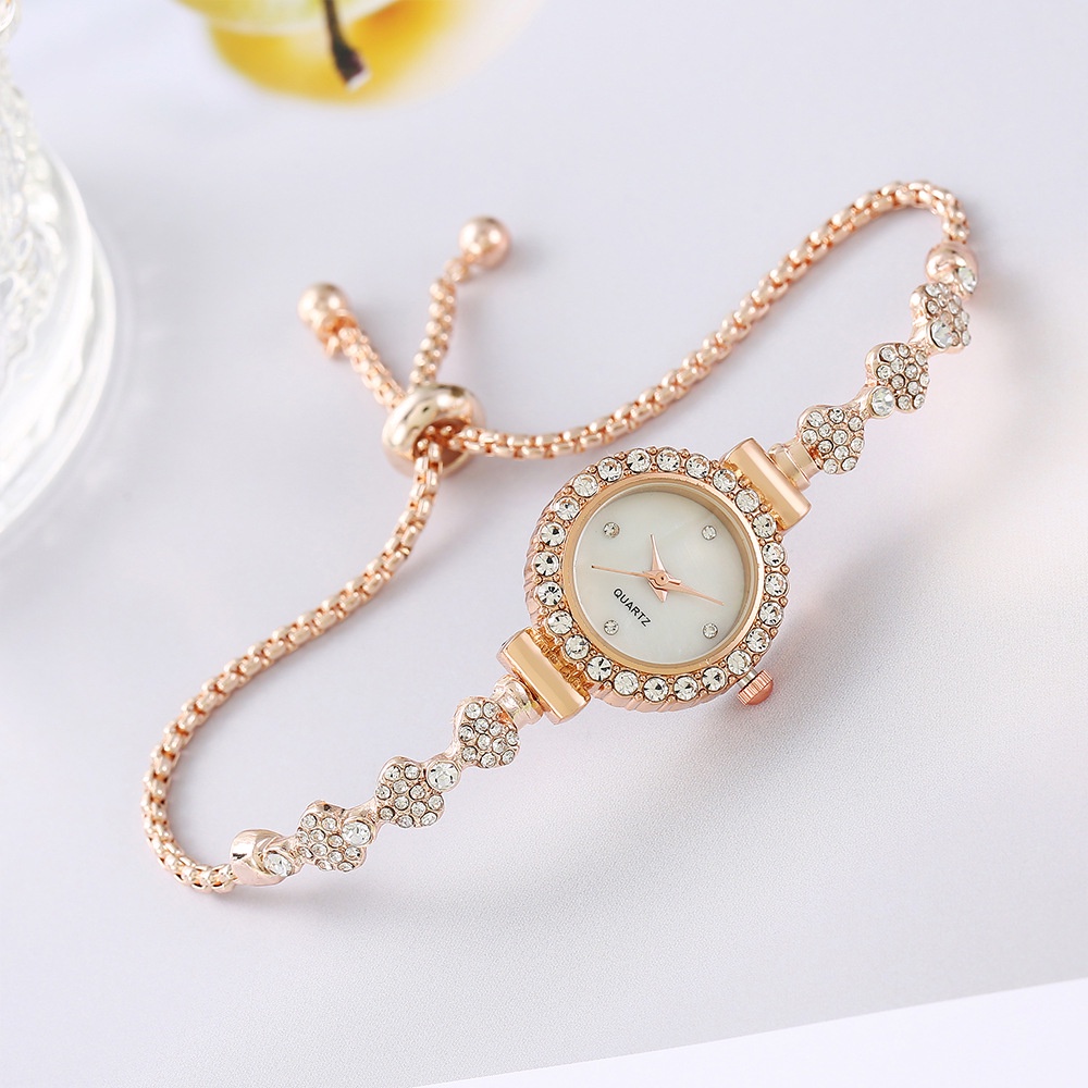 Mới Đồng Hồ Nữ Mặt Tròn Đính Kim Cương Thời Trang