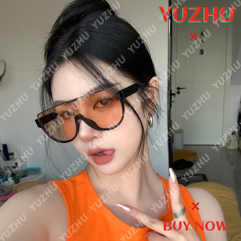 (yuzhu) Kính Mát oversized Gọng Kim Loại Thời Trang Phương Tây Cho Nữ