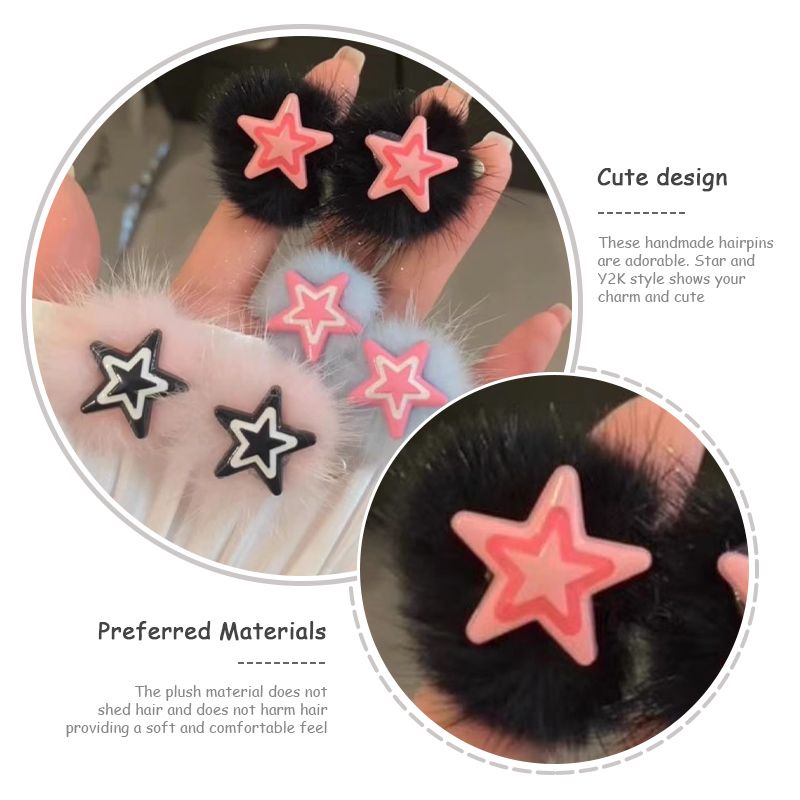Kẹp Tóc Hình Ngôi Sao Bằng Lông Nhung Thời Trang Hàn Quốc Dành Cho Nữ y2k