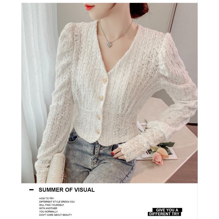 Áo Sơ Mi Cổ Chữ v Phối Ren Phong Cách Phương Tây