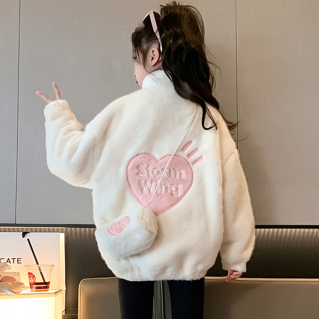 Áo Khoác Len Lông Cừu Dày Dặn Phong Cách Thời Trang Thu Đông Mới 2023 Cho Bé Gái