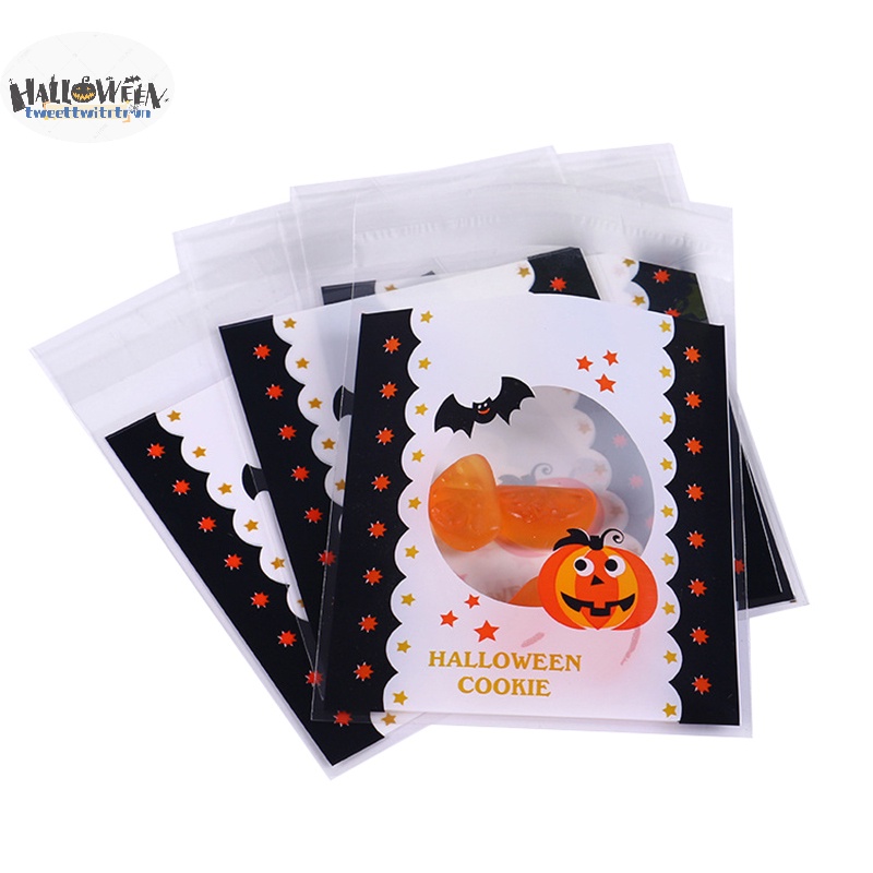 Set 50 Túi Đựng Kẹo / Bánh Quy Có Khóa Kéo Trang Trí Tiệc halloween trtr