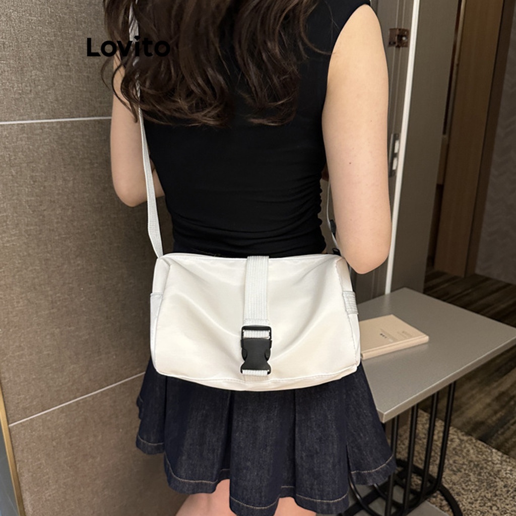 Lovito Túi tote đeo vai cơ bản trơn thể thao cho nữ LNA28349