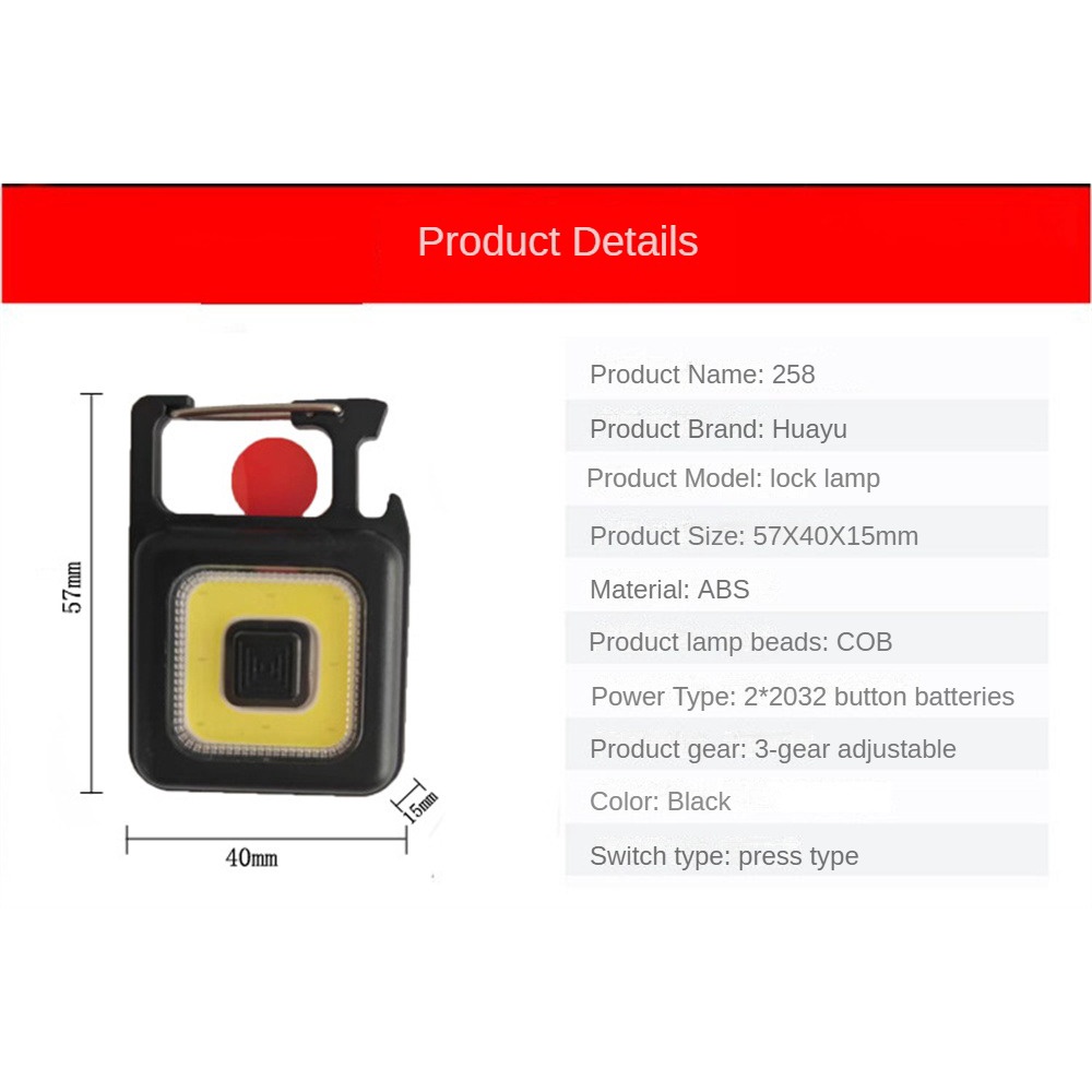 Đèn pin móc khóa mini Đèn pin Led Đèn pin cắm trại ngoài trời Đèn pin chạy bằng đồng xu Đèn pin vuông siêu sáng Đèn khẩn cấp