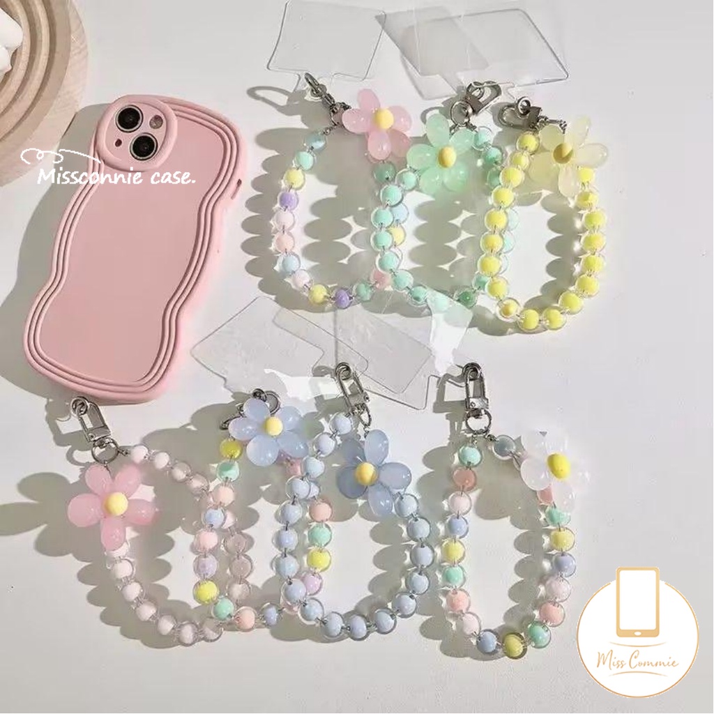 Dây Đeo Điện Thoại Xỏ Hạt Chống Thất Lạc Hình Hoa Màu Kẹo Kiểu Hàn Quốc Cho Nữ