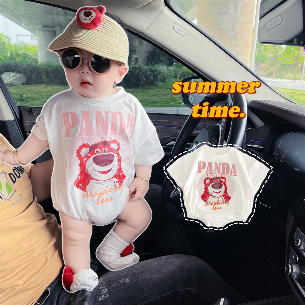 Áo Liền Quần Tam Giác Tay Ngắn Bằng Vải cotton In Họa Tiết Gấu Hoạt Hình Dễ Thương Thời Trang Mùa Hè Cho Bé Trai Và Gái Sơ Sinh Lớp 0-2