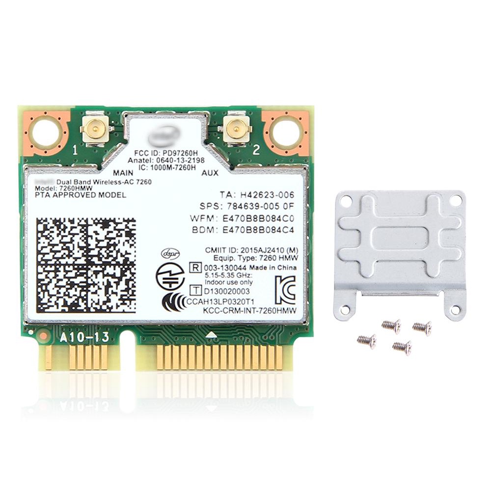 Card mạng không dây cho Intel 7260HMW Mini PCI-E 7260 Băng tần kép 2.4G / 5Ghz Wlan Wifi Bluetooth 4