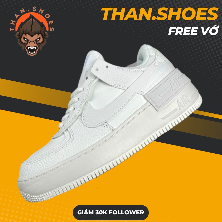 Giày AF1 Shadow Triple White, AF1 Shadow Trắng Full - Than.Shoes