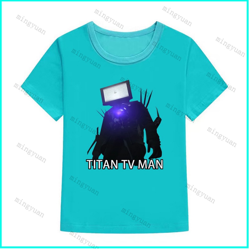 Áo Thun Tay Ngắn In Hình Mingyuan Titan TV MAN SKIBIDI TOILET Cho Thanh Thiếu Niên
