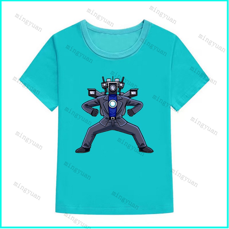 Mingyuan titan Áo Thun Tay Ngắn Dáng Rộng In Hình Máy Ảnh Người Đàn Ông skibidi toilet dan membuatnya menari Giản Dị Cho Thanh Thiếu Niên